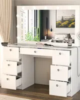 Boahaus Modern Yara Makeup Vanity Table Set with Mirror