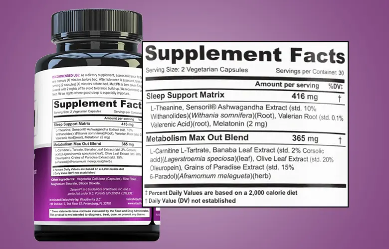 Vitauthority Melt PM supplement-facts