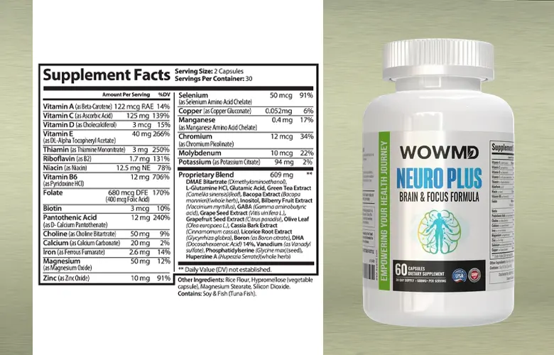 WOWMD Neuro Plus Brain and Focus Formula-supplement-facts